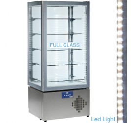 490 literes Diamond gördíthető panoráma hűtővitrin, 5 üvegpolccal, ventilációs hűtéssel