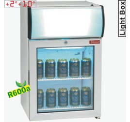 60 literes Diamond üvegajtós hűtőszekrény felső világító reklámpanellel - fehér