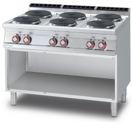 6 főzőlapos Lotus álló elektromos tűzhely nyitott semleges tárolóval