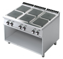 6 főzőlapos Lotus álló elektromos tűzhely nyitott semleges tárolóval