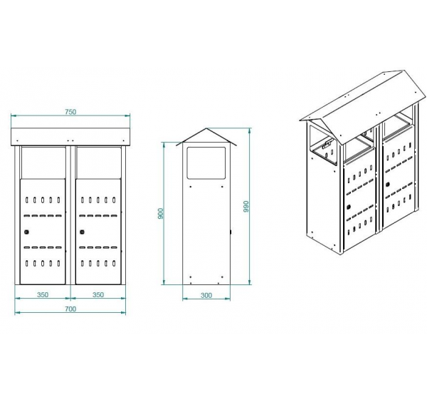 2x50 literes szelektív hulladékgyűjtő, zárható