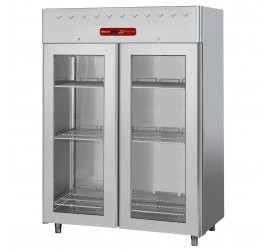 1400 literes Diamond üvegajtós hűtőszekrény - rozsdamentes (GN2/1)