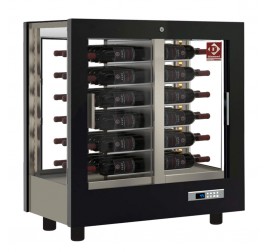 216 literes Diamond sorolható borhűtő vitrin fektetett tároláshoz, fekete vagy fehér dekorral, több hőmérsékleti zónával
