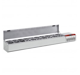 10x GN 1/4 + 1x GN 1/9-es Diamond feltéthűtő felhajtható fedéllel, 226 cm