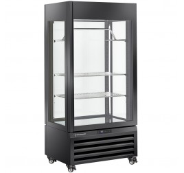 600 literes Diamond gördíthető panoráma hűtővitrin húsokhoz, 1 konzollal és 2 rácspolccal, ventilációs hűtéssel