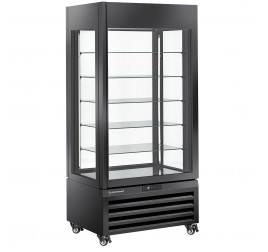 600 literes Diamond gördíthető panoráma csokoládé hűtővitrin, 5 üvegpolccal, ventilációs hűtéssel