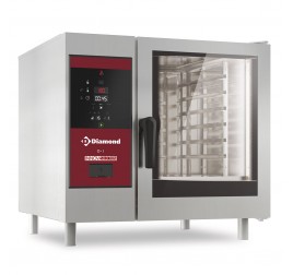 6 tálcás Diamond gázüzemű kombisütő, digitális, öntisztító rendszerrel