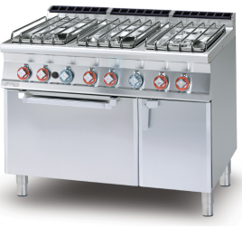 6 égőfejes Lotus álló gáztűzhely elektromos statikus sütővel