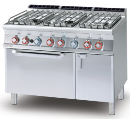 6 égőfejes Lotus álló gáztűzhely elektromos légkeveréses sütővel