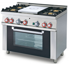 4 égőfejes 1 zónás francia lapos Lotus álló gáztűzhely gázüzemű statikus és grill sütővel