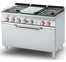 4 égőfejes 1 zónás francia lapos Lotus álló gáztűzhely gázüzemű statikus sütővel