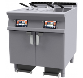 2x18 literes Lotus álló, elektromos olajsütő érintőképernyős vezérléssel, leeresztőcsappal