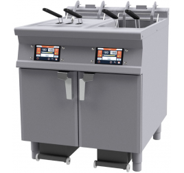 2x18 literes Lotus álló, elektromos olajsütő érintőképernyős vezérléssel, leeresztőcsappal