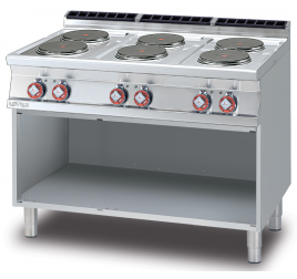 6 főzőlapos Lotus álló elektromos tűzhely nyitott semleges tárolóval
