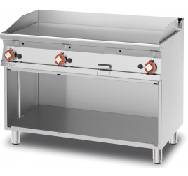 3 zónás Lotus álló gázüzemű rostlap sima, krómozott sütőfelülettel, nyitott semleges tárolóval