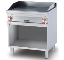 2 zónás Lotus álló elektromos rostlap félig sima, félig bordázott, krómozott sütőfelülettel, nyitott semleges tárolóval