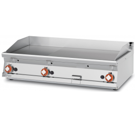 3 zónás Lotus asztali gázüzemű rostlap 2/3 sima, 1/3 bordázott krómozott sütőfelülettel