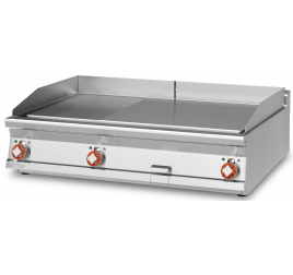 3 zónás Lotus asztali elektromos rostlap 2/3 sima, 1/3 bordázott, öntöttvas sütőfelülettel