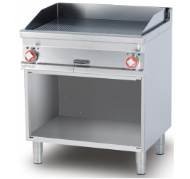 2 zónás Lotus álló elektromos rostlap bordázott, krómozott sütőfelülettel, nyitott semleges tárolóval