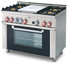 4 égőfejes 1 zónás francia lapos Lotus álló gáztűzhely elektromos multifunkciós sütővel