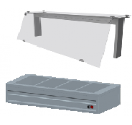 4xGN1/1-es rozsdamentes asztali melegentartó egyenes üveges felépítménnyel