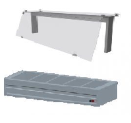 5xGN1/1-es rozsdamentes asztali melegentartó egyenes üveges felépítménnyel