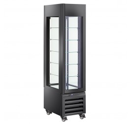 260 literes Diamond gördíthető panoráma mélyhűtő vitrin, 5 üvegpolccal, ventilációs hűtéssel