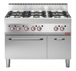 6 égőfejes Diamond álló gáztűzhely gázüzemű sütővel