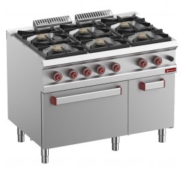 6 égőfejes Diamond álló gáztűzhely gázüzemű sütővel GN2/1