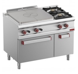 2 égőfejes 1 zónás francia lapos Diamond álló gáztűzhely gázüzemű sütővel GN2/1