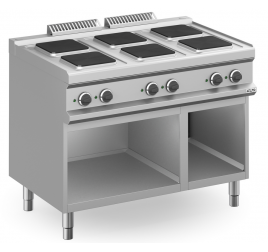 6 főzőlapos MBM álló elektromos tűzhely nyitott semleges tárolóval