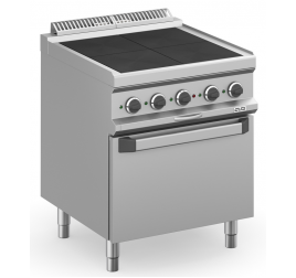 4 teljes főzőlapos MBM álló elektromos tűzhely elektromos légkeveréses sütővel GN2/1