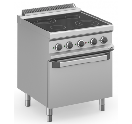 4 zónás üvegkerámia felületű MBM álló elektromos tűzhely elektromos sütővel GN2/1