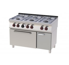 6 égőfejes RedFox gáztűzhely gázüzemű statikus sütővel GN2/1