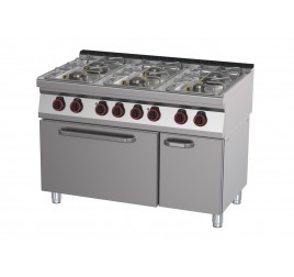 6 égőfejes RedFox álló gáztűzhely elektromos statikus sütővel GN2/1