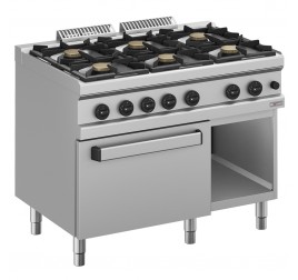 6 égőfejes Diamond álló gáztűzhely gázüzemű sütővel GN2/1