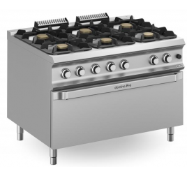 6 égőfejes MBM álló gáztűzhely nagy méretű gázüzemű sütővel