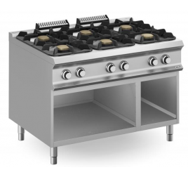 6 égőfejes MBM álló gáztűzhely nyitott semleges tárolóval