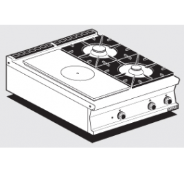 2 égőfejes 1 zónás francia lapos Lotus asztali gáztűzhely