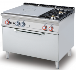 2 égőfejes 1 zónás francia lapos Lotus álló gáztűzhely gázüzemű statikus sütővel