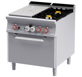 2 égőfejes 1 zónás francia lapos Lotus álló gáztűzhely gázüzemű statikus sütővel
