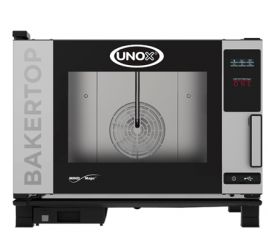 4 tálcás UNOX BAKERTOP elektromos cukrászati kombisütő digitális vezérléssel
