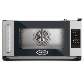 3 tálcás UNOX BAKERLUX SHOP.Pro ELENA.MATIC TOUCH elektromos légkeveréses sütő párásítással, digitális vezérléssel, balról jobbra nyíló ajtóval