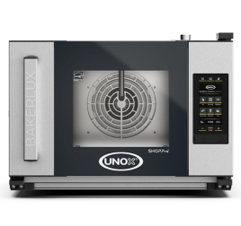 3 tálcás UNOX BAKERLUX SHOP.Pro STEFANIA.MATIC MASTER elektromos légkeveréses sütő párásítással, digitális vezérléssel, balról jobbra nyíló ajtóval