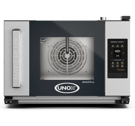3 tálcás UNOX BAKERLUX SHOP.Pro STEFANIA.MATIC TOUCH elektromos légkeveréses sütő párásítással, digitális vezérléssel, balról jobbra nyíló ajtóval