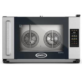 4 tálcás UNOX BAKERLUX SHOP.Pro ROSSELLA.MATIC MASTER elektromos légkeveréses sütő párásítással, digitális vezérléssel, balról jobbra nyíló ajtóval