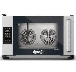 4 tálcás UNOX BAKERLUX SHOP.Pro ROSSELLA.MATIC MASTER elektromos légkeveréses sütő párásítással, digitális vezérléssel