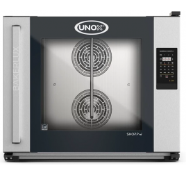 6 tálcás UNOX BAKERLUX SHOP.Pro VITTORIA LED elektromos légkeveréses sütő párásítással, digitális vezérléssel, balról jobbra nyíló ajtóval