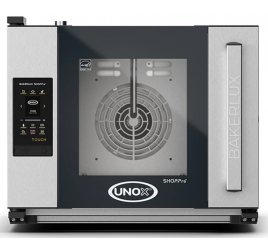 4 tálcás UNOX BAKERLUX SHOP.Pro ARIANNA.MATIC TOUCH elektromos légkeveréses sütő párásítással, digitális vezérléssel