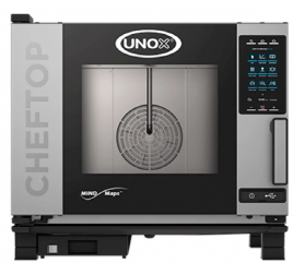5 tálcás UNOX CHEFTOP Plus gázüzemű kombisütő digitális vezérléssel